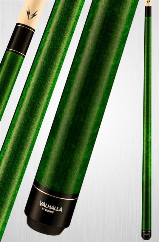 Valhalla VA105 Pool Cue 58 Inch Hard Rock Maple Green 3 Silver Rings