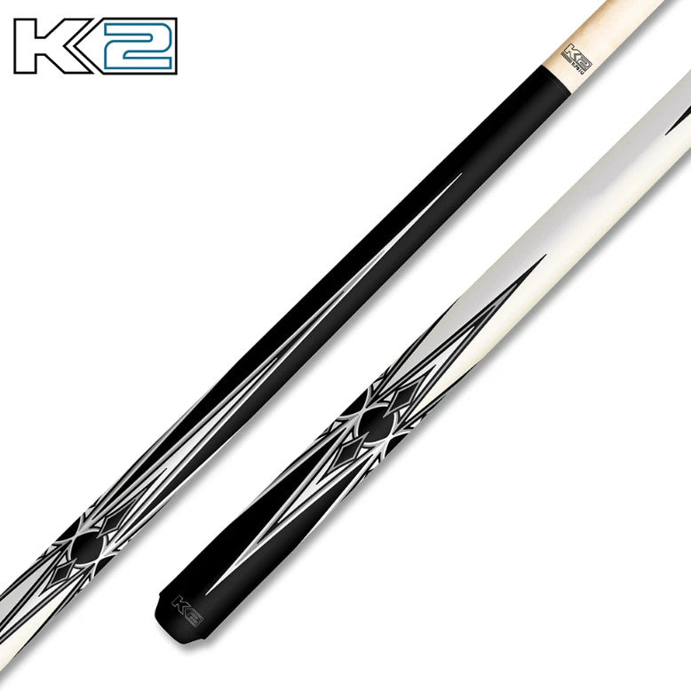 K2 KL160 Pool Cue Matte Black White 11.75mm Low Deflection Shaft Uni-Loc