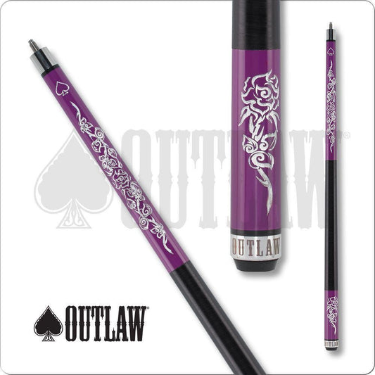 Outlaw Desert Rose OL44 Pool Cue, Purple and White, 19 oz, 13mm Maple Shaft