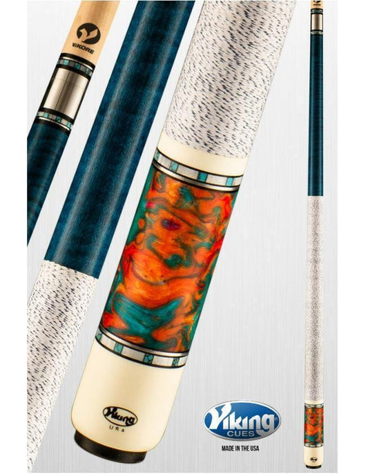 Viking Cues Twilight TW0308 Pool Cue, Vikore Shaft, Teal Birdseye Maple Cue