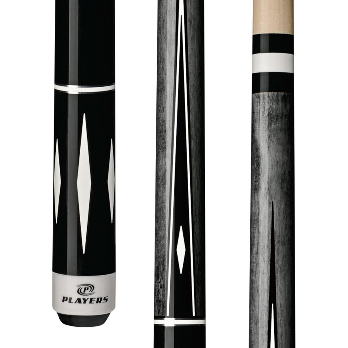 Players C-807 Pool Cue Grey White Diamond Wrapless 15-Inch Taper Cue