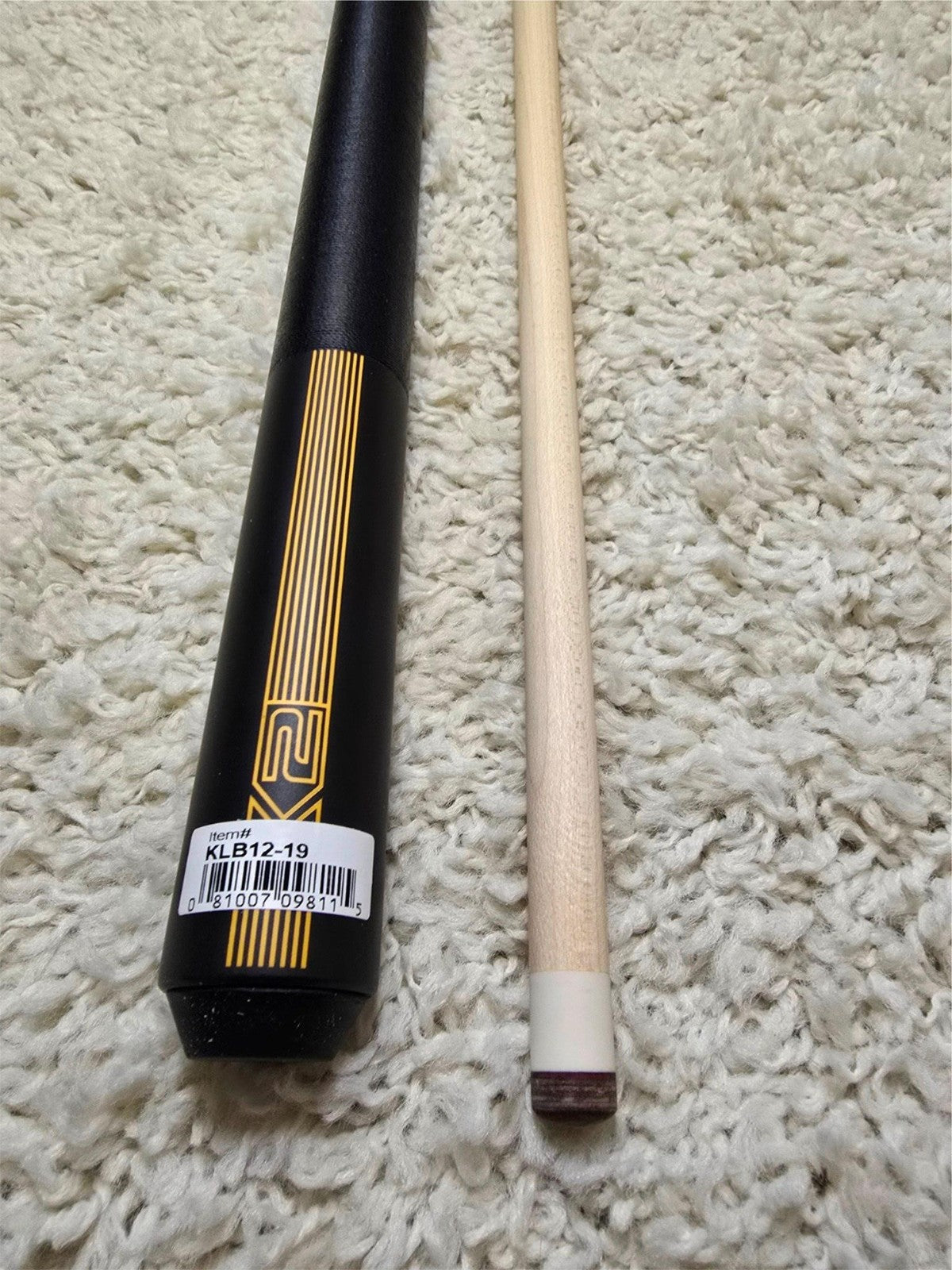 K2 KLB12 Pool Cue Matte Black Gold Low Deflection 12.5mm Shaft Cue