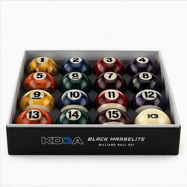 Koda KBBM Black Marble Lite Billiard Ball Set – Lifetime Guarantee For Home Use