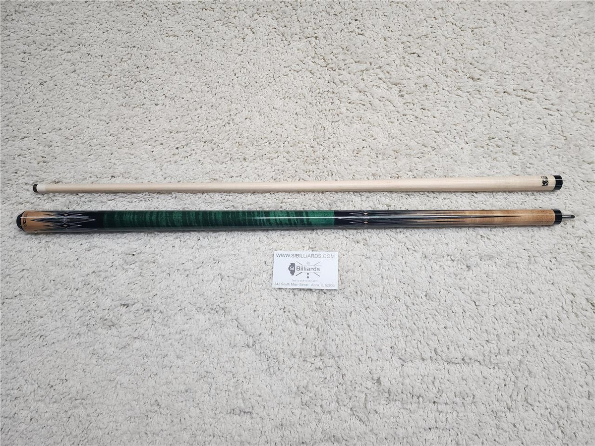 K2 POOL CUE KL180 Gloss Birdseye, Floating Green/Black Points, Wrapless