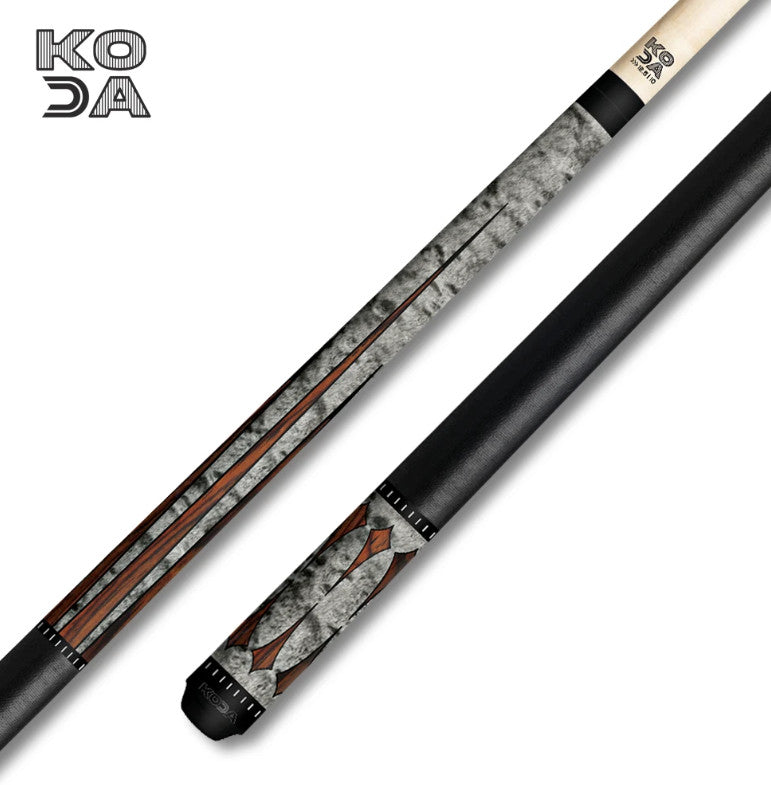 KODA Gray-Stained Maple with Cocobolo Points Graphic Pool Cue - KD49 19oz 13mm