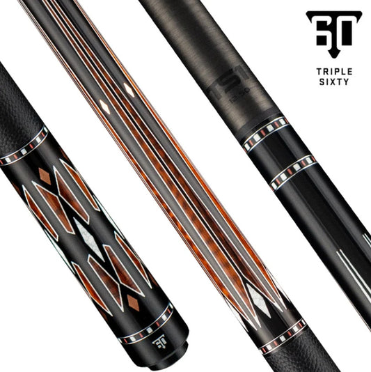 Triple 60 Carnivale CN3 Premium Pool Cue Ebony Snakewood Inlays 15.2oz