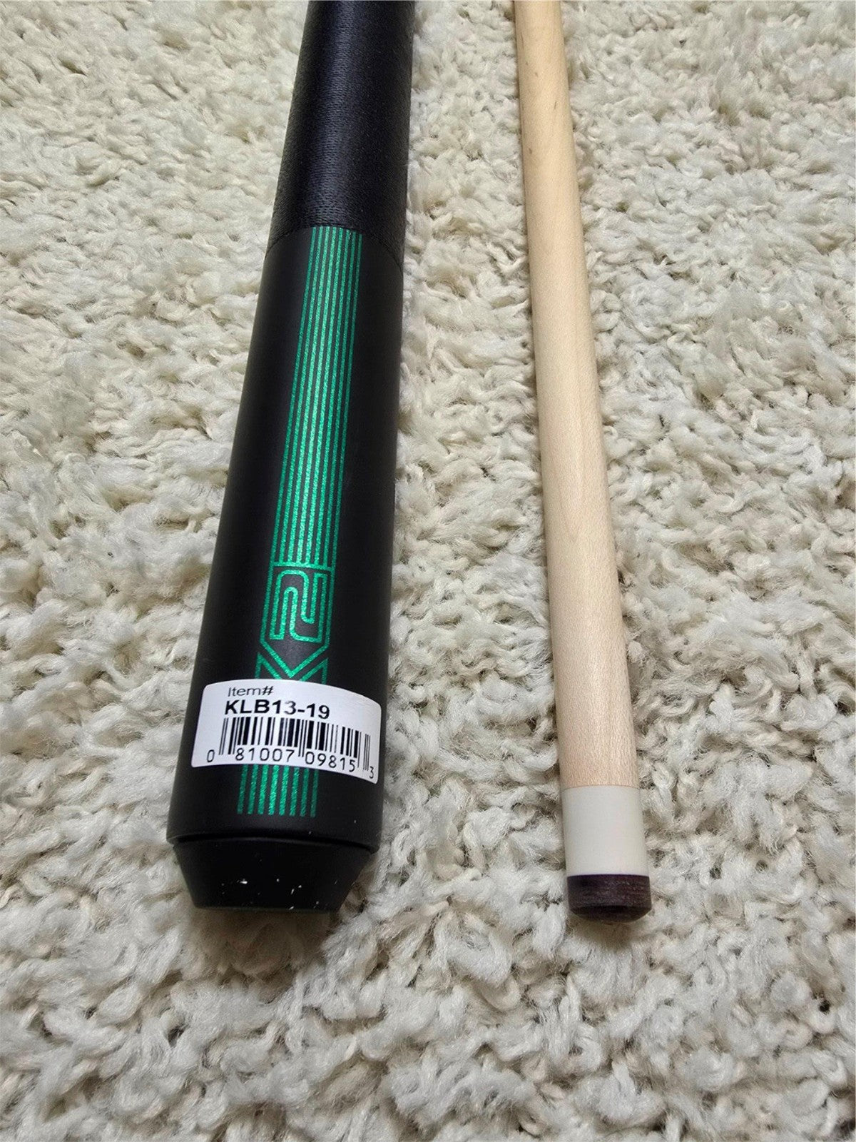 K2 Pool KLB13 Cue Matte Black With Green W/ K2 LD 12.5MM Shaft!