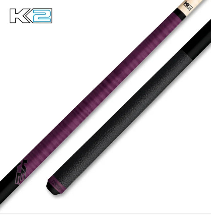 K2 Pool Cue KLCPL Purple w/ Leather Wrap Play Cue w/ Low Deflection 12.5MM Shaft