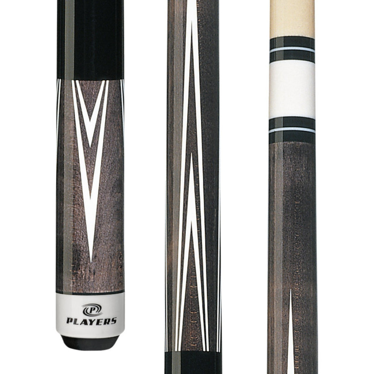 Players C-803 Pool Cue, 4-Point Grey Wrapless Billiard Cue, 15-Inch Taper