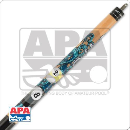 Action APA 36 Pool Cue 19oz, Maple 8 and 9 Ball Design, 13mm Tip