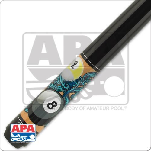 Action APA 36 Pool Cue 19oz, Maple 8 and 9 Ball Design, 13mm Tip