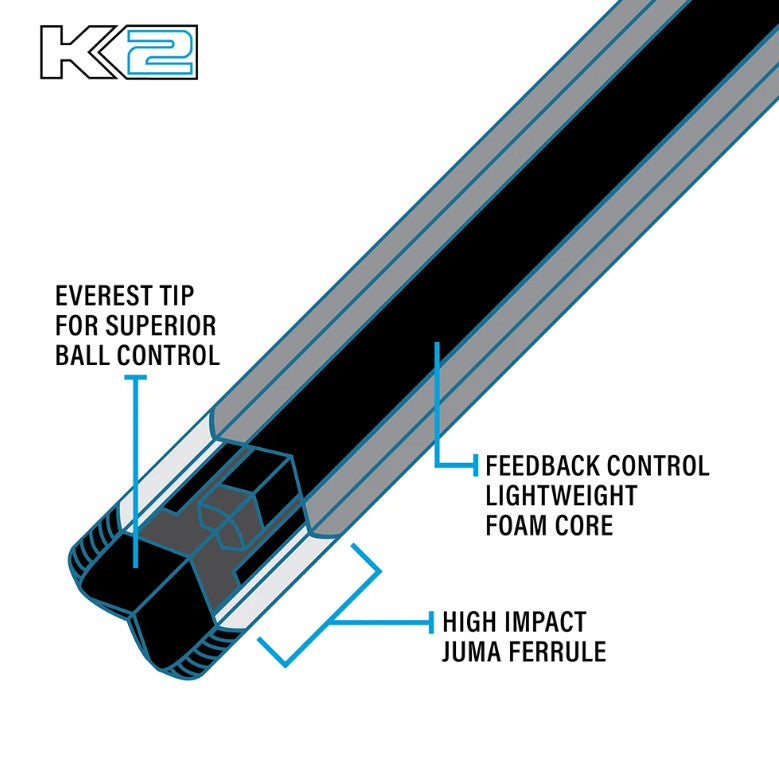 K2 Pool Cue KL101 Matte White, Black Smoke Play Cue W/ K2 LD 12.5MM Shaft!