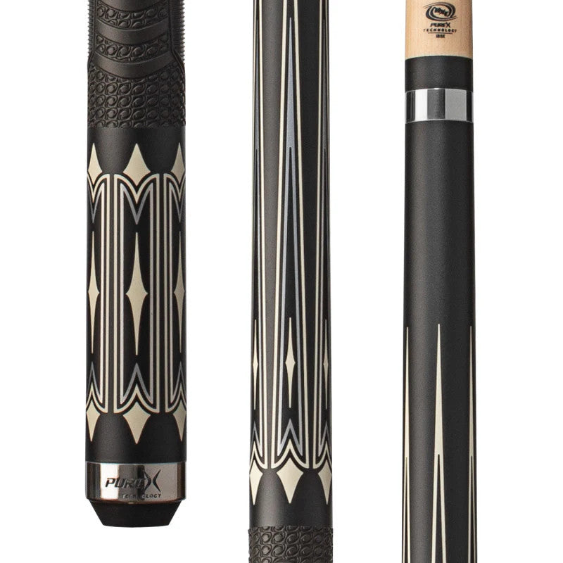 Pure X Matte Black Cue with Imitation Bone & MZ Grip, HXT103, 11.75mm