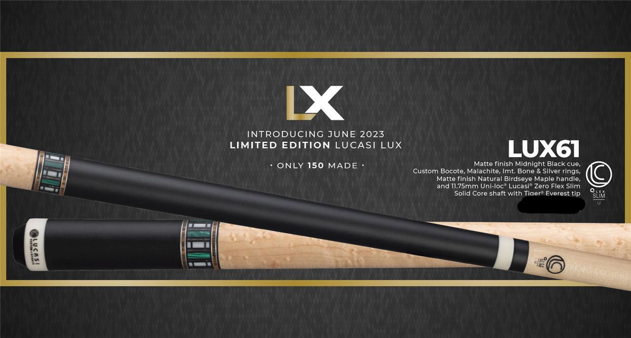 LUCASI LUX 61 CUSTOM CUE UNILOC 11.75MM LTD New, Fast Shipping!