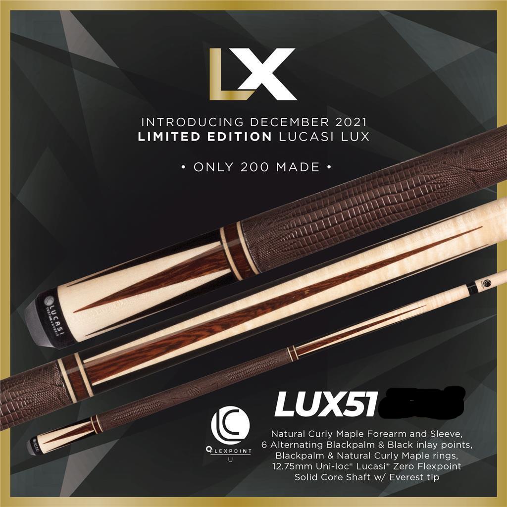 Lucasi LUX 51 Custom Cue Uniloc 12.75mm LTD Only 200 Made New Free Shipping!