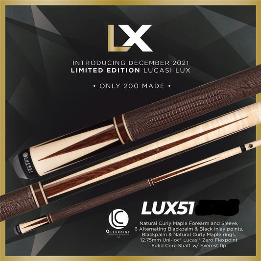 Lucasi LUX 51 Custom Cue Uniloc 12.75mm LTD Only 200 Made New Free Shipping!