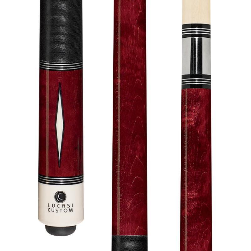 Lucasi Custom LZD1 Red Birdseye MapleImation Bone Diamonds Pool/Billiard Cue