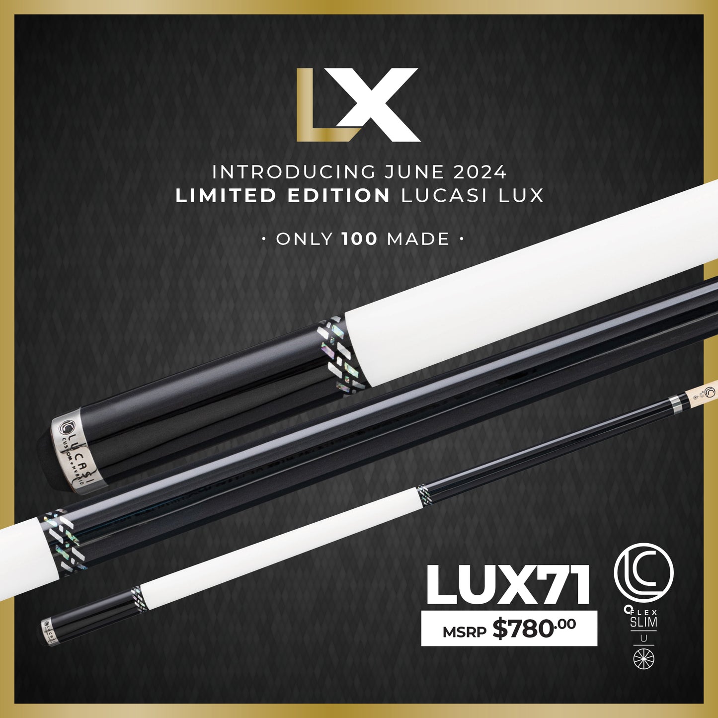 Lucasi LUX 71 Pool Cue 19oz 11.75mm Hybrid Slim $780