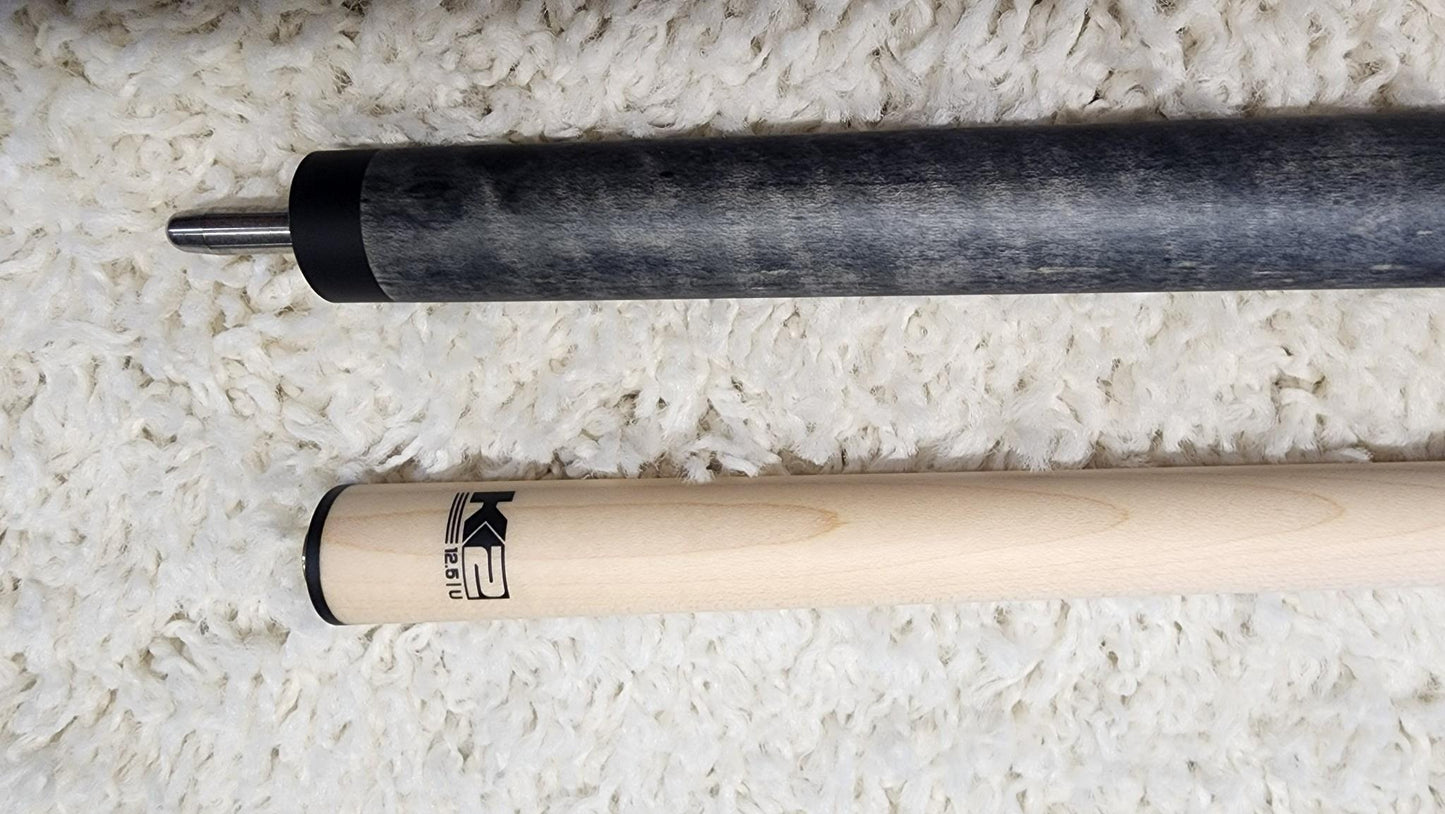 K2 Pool Cue KLCGY Grey w/ Leather Wrap Play Cue w/ Low Deflection 12.5MM Shaft