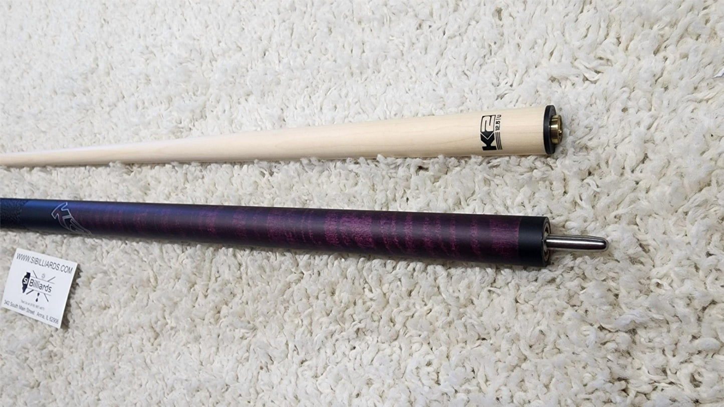 K2 Pool Cue KLCPL Purple w/ Leather Wrap Play Cue w/ Low Deflection 12.5MM Shaft