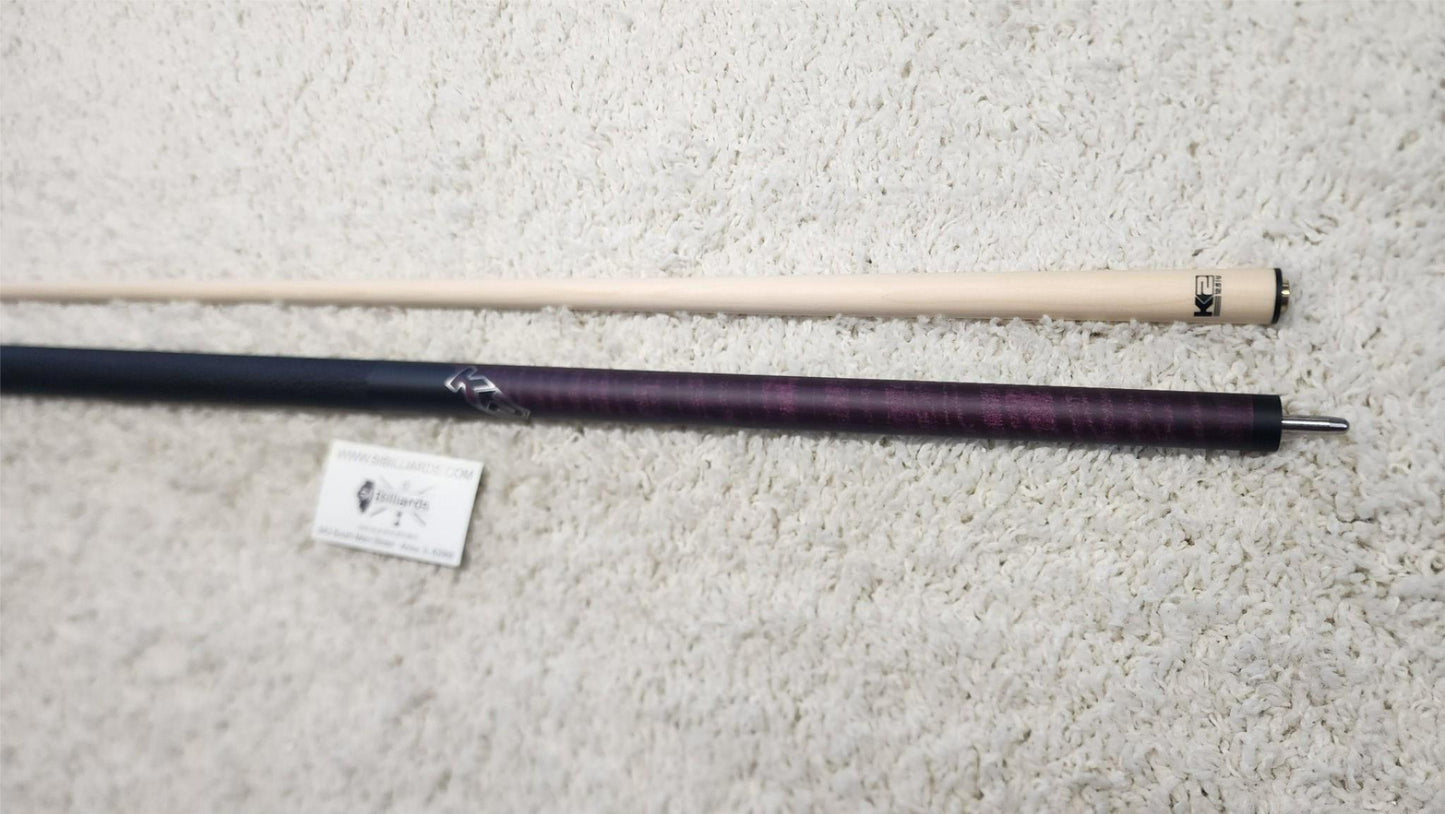 K2 Pool Cue KLCPL Purple w/ Leather Wrap Play Cue w/ Low Deflection 12.5MM Shaft