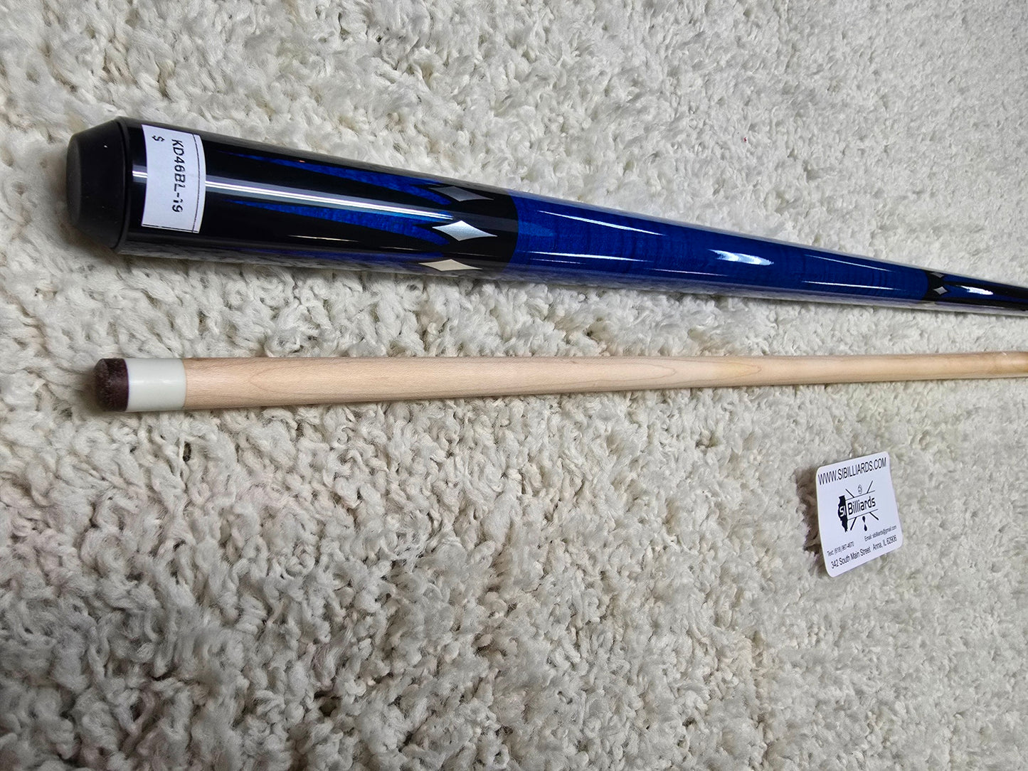 Koda KD46BL Pool Cue. Blue with Black and Silver Graphic 12.5mm Shaft!