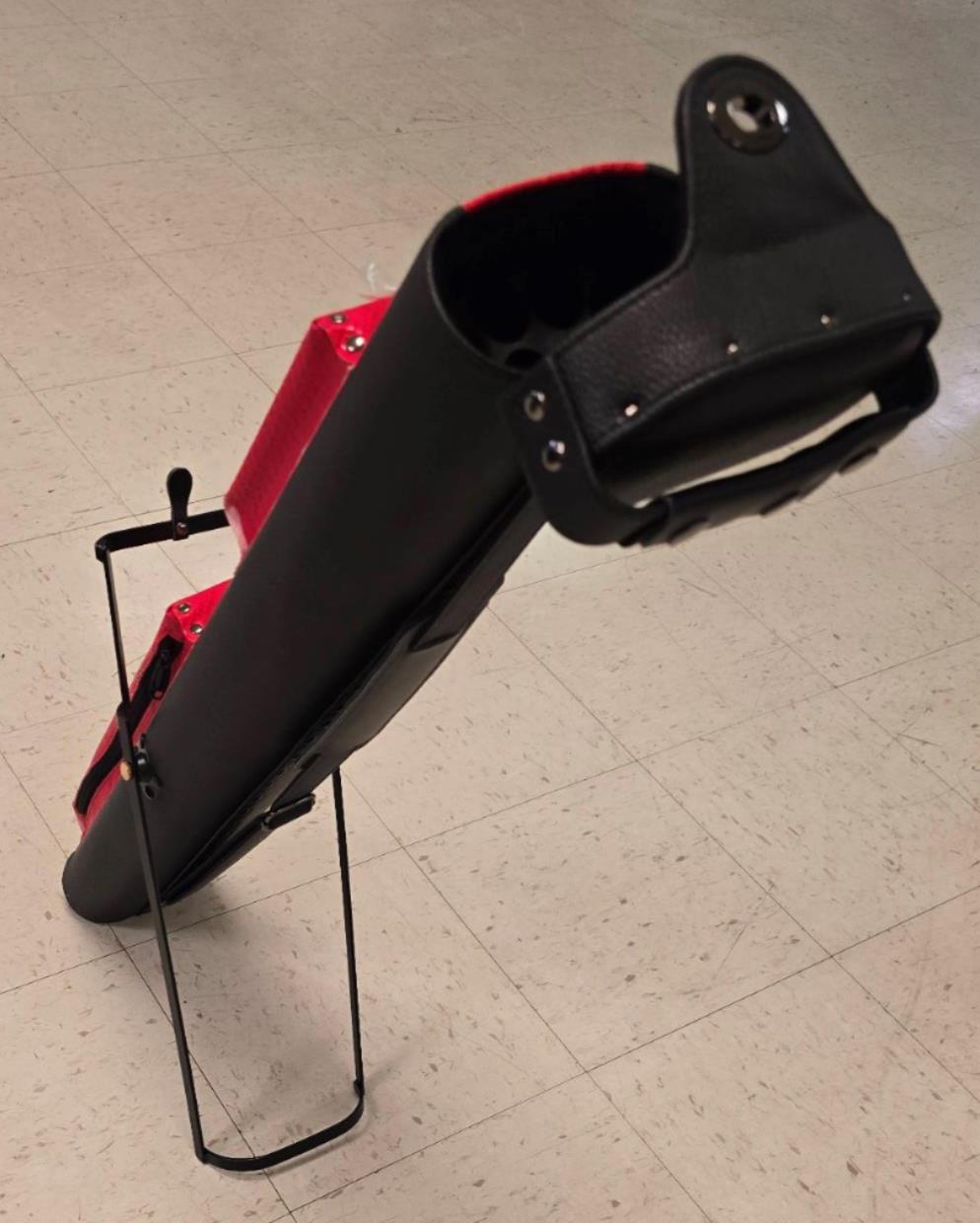 Leatherette Polyform Red/Black 2x4 Hard Pool Cue Case - With Kick Stand