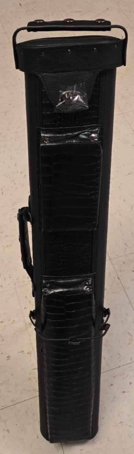 Leatherette Polyform Black Croc Print 2x4 Hard Pool Cue Case - With Kick Stand