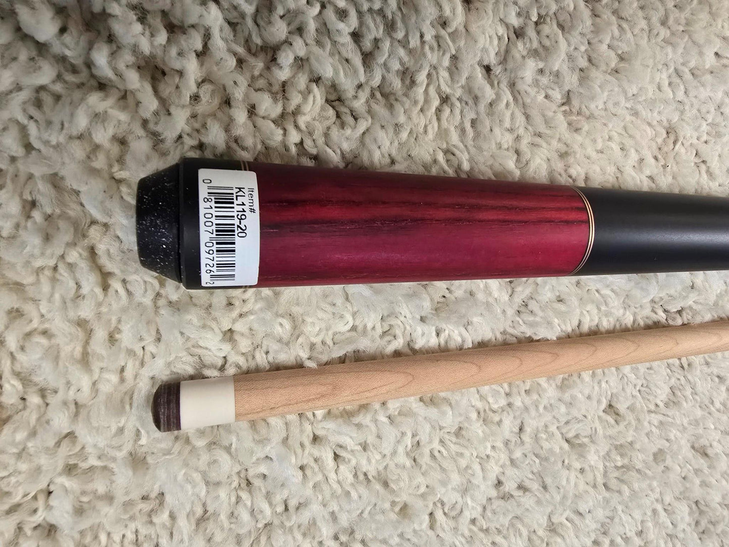 K2 Pool Cue KL119 Red Exotic Wood With Dual Copper Rings! 12.5 mm Shaft!
