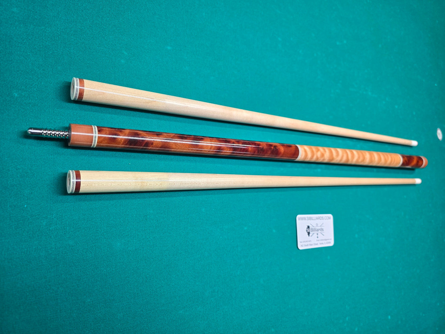 Don Hale Custom Cue Camphor Burl with Quilted Maple Two Shafts! Radial Joint!