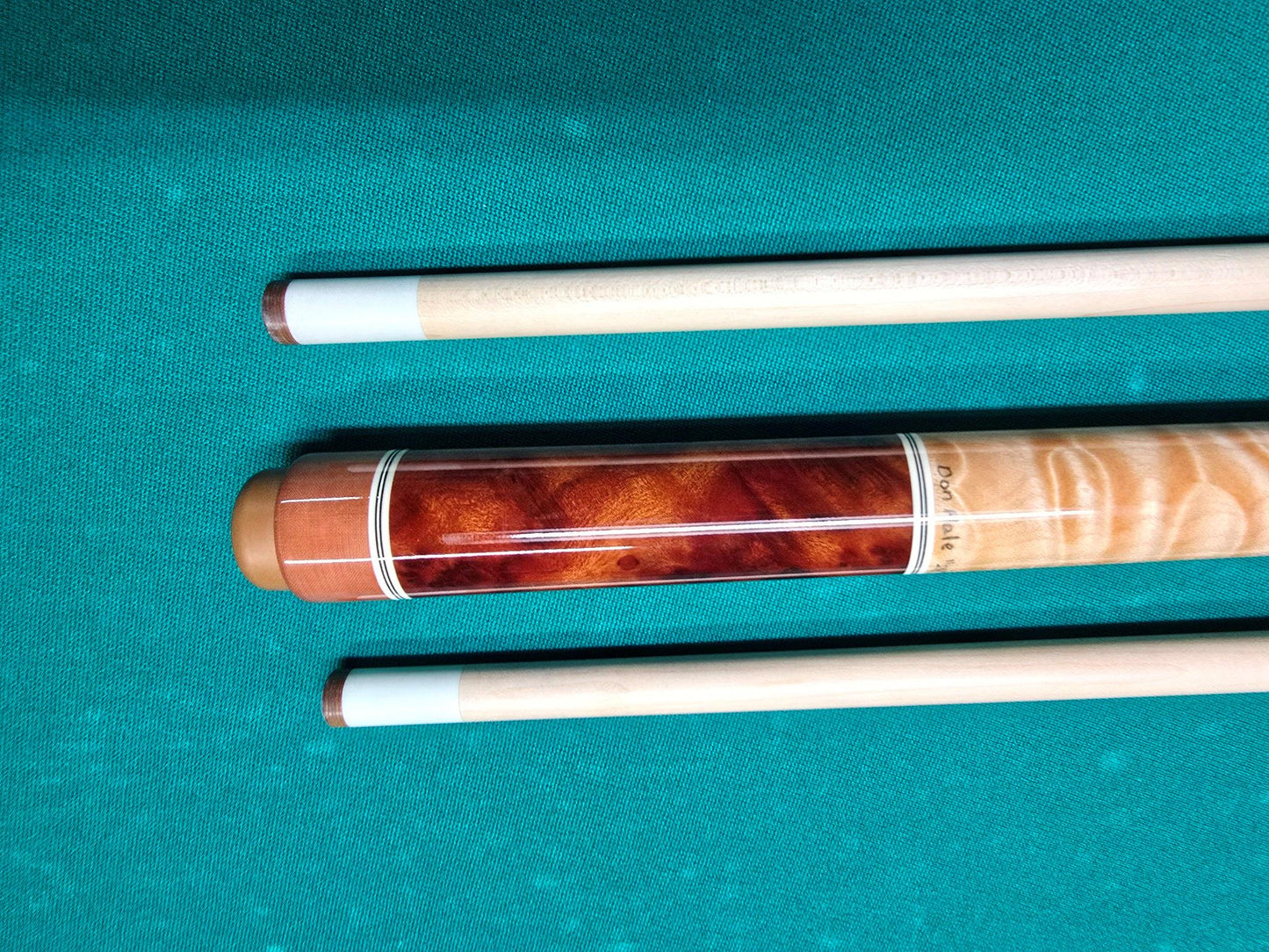 Don Hale Custom Cue Camphor Burl with Quilted Maple Two Shafts! Radial Joint!