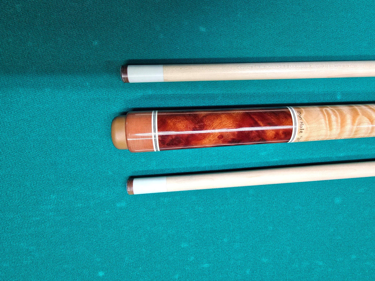 Don Hale Custom Cue Camphor Burl with Quilted Maple Two Shafts! Radial Joint!