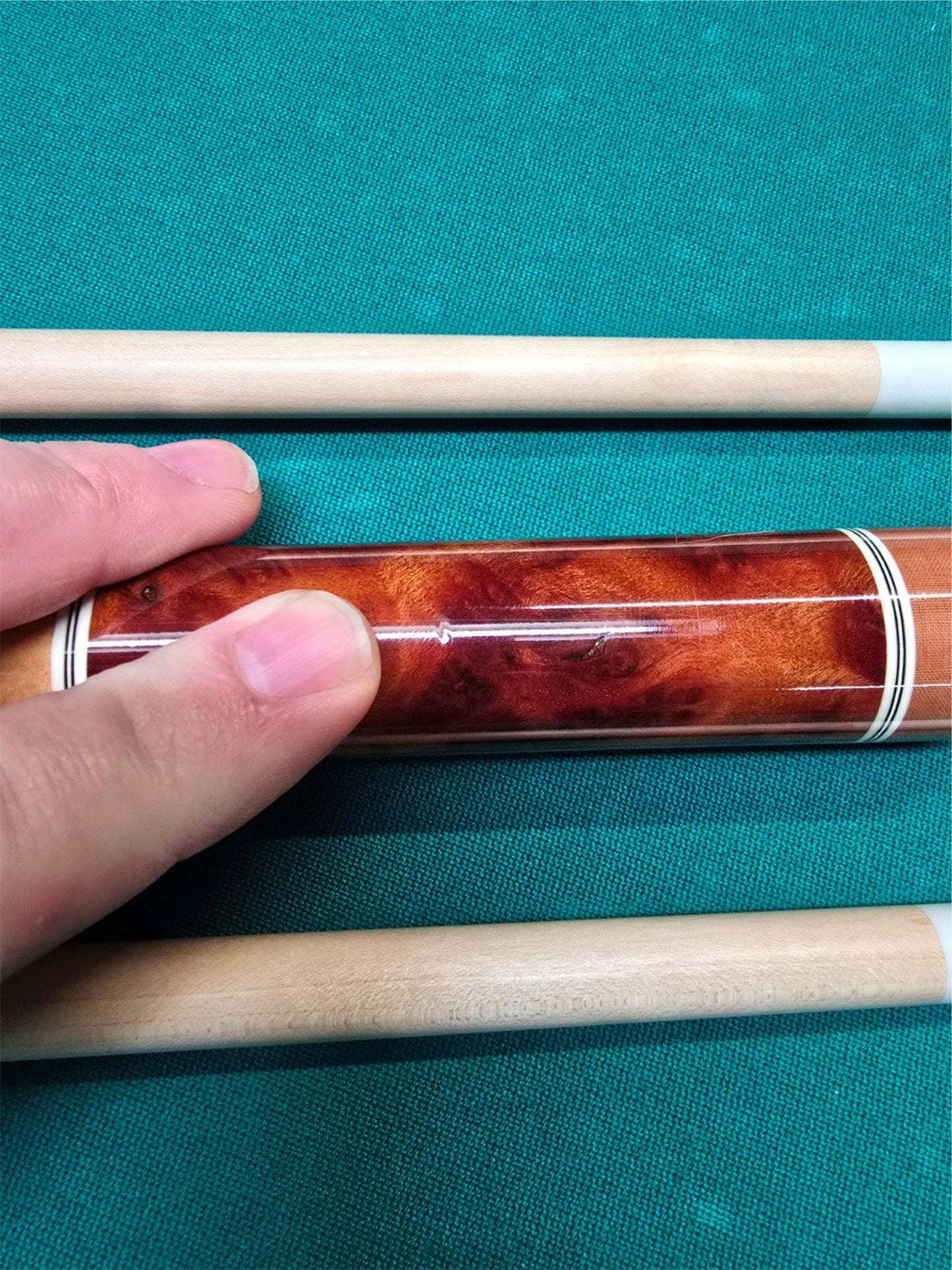 Don Hale Custom Cue Camphor Burl with Quilted Maple Two Shafts! Radial Joint!
