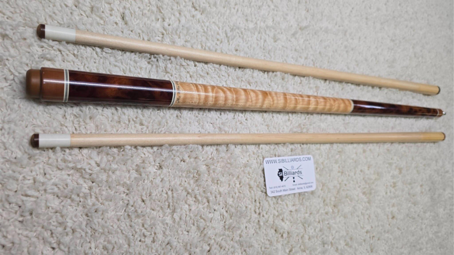 Don Hale Custom Cue Camphor Burl with Quilted Maple Two Shafts! Radial Joint!