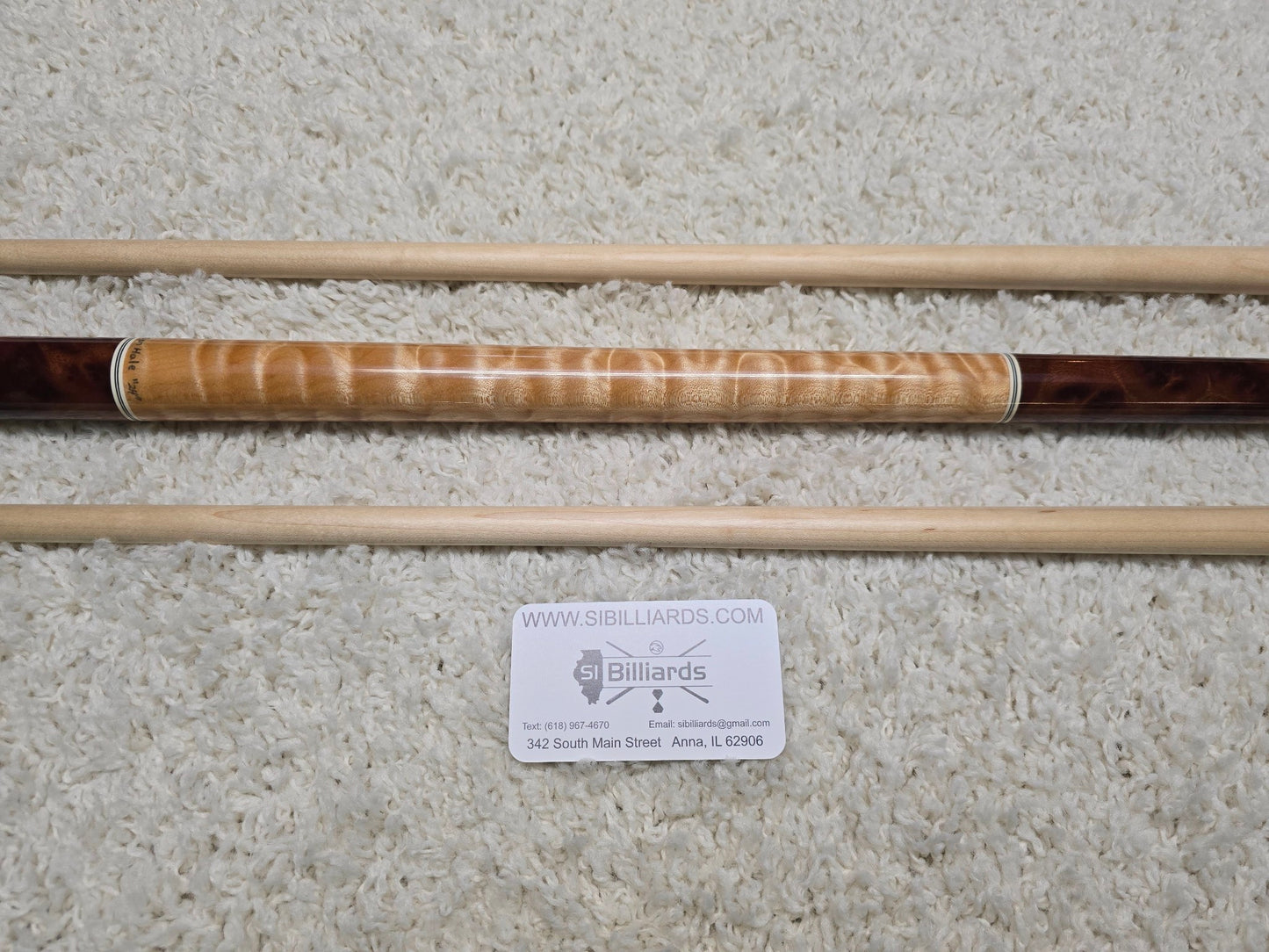 Don Hale Custom Cue Camphor Burl with Quilted Maple Two Shafts! Radial Joint!