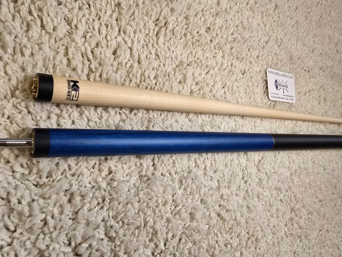 K2 Pool Cue KL117 Blue Exotic Wood With Dual Copper Rings! 12.5 mm Shaft!