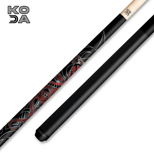 KDV40BK Pool Cue Matte Black - Tribal Serpant Pool Cue, 12.5mm Solid Maple Shaft