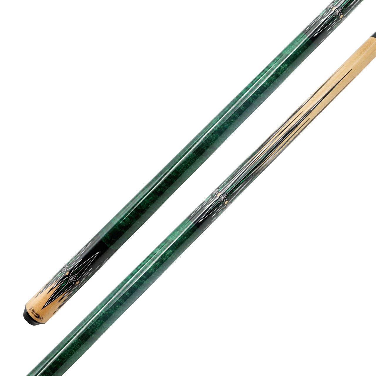 K2 Pool Cue KL80 Gloss Birdseye, Floating Green/Black W/ K2 LD 12.75MM Shaft!