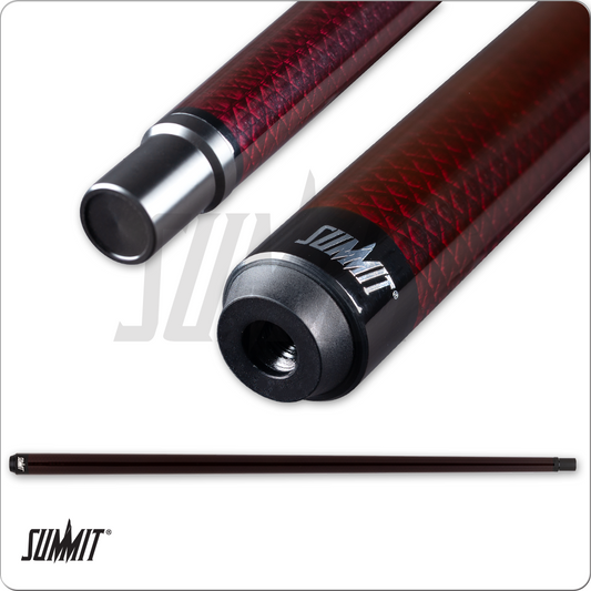 Summit SUML19 Pool Cue Full Carbon Fiber Red 12.4mm Uni‑Loc No Wrap 19oz