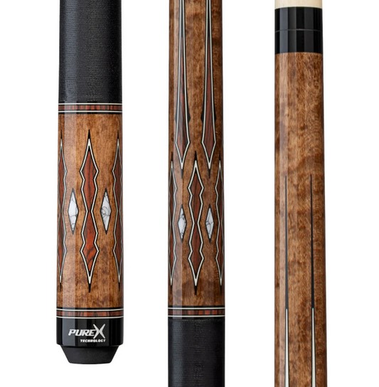 Pure X Coffee Stained Maple & Cocobolo/White Points Cue with Black Linen HXTE17
