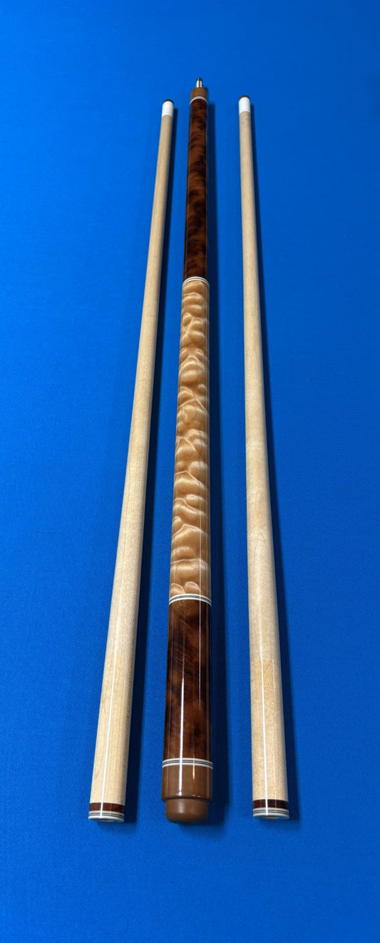 Don Hale Custom Cue Camphor Burl with Quilted Maple Two Shafts! Radial Joint!