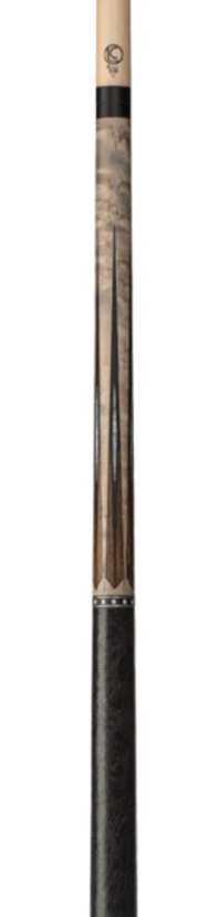 Lucasi LZC57 Custom Matte Grey Maple & Bocote/White Recon Cue with Leather Wrap