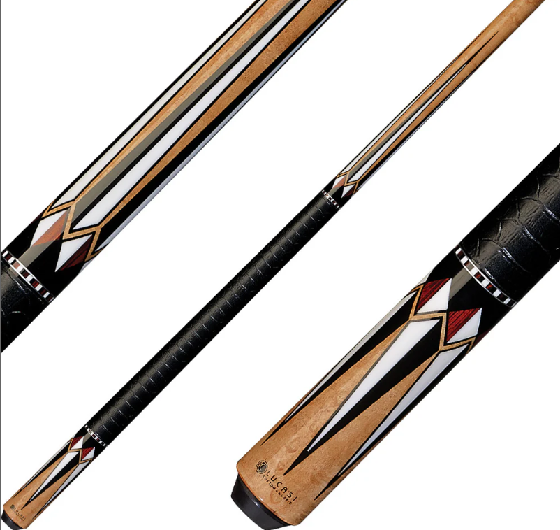 LZC3 Lucasi Custom Antique Birdseye & Black/Imitation Bone Cue w/ Embossed Wrap