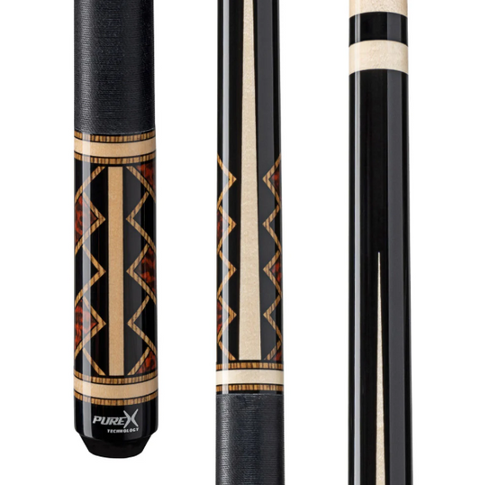 Pure X Midnight Black/Natural Maple and Bocote/Thuya Burl Cue with Black Linen W