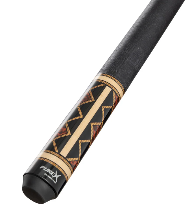 Pure X Midnight Black/Natural Maple and Bocote/Thuya Burl Cue with Black Linen W