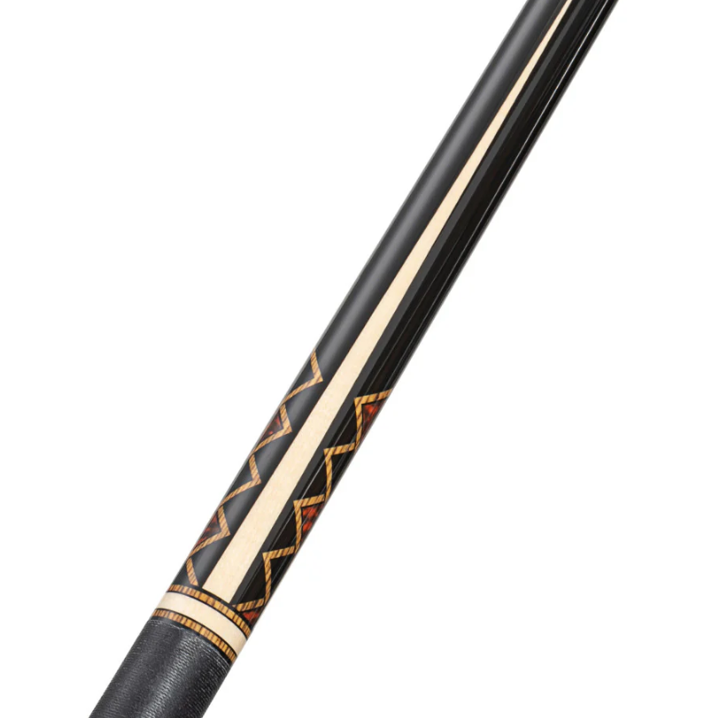 Pure X Midnight Black/Natural Maple and Bocote/Thuya Burl Cue with Black Linen W