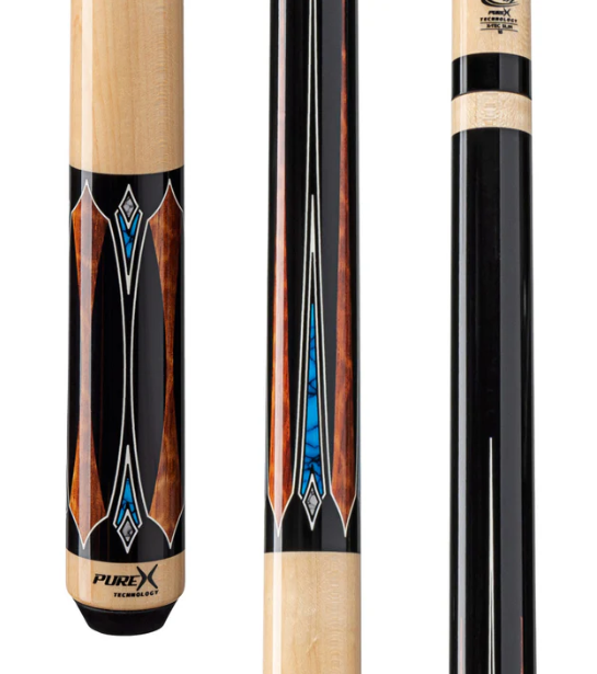 Pure X HXTE16 Midnight Black Apitong & Blue/White Recon Wrapless Cue