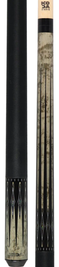 Koda Gray-Stained Maple with Black and Abalone Points Graphic Pool Cue - KD54
