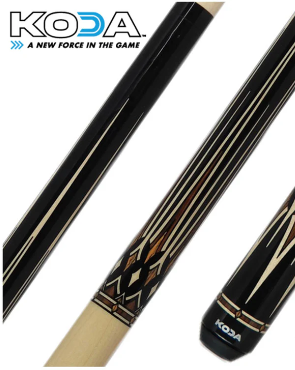 KODA Black with Cocobolo and Maple Graphic Pool Cue - KD53 19 oz 13 mm