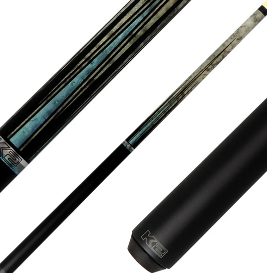 K2 KLLE1N No Wrap Pool Cue – Matte Gray Maple w/ Blue Points, 12.50mm LD Shaft